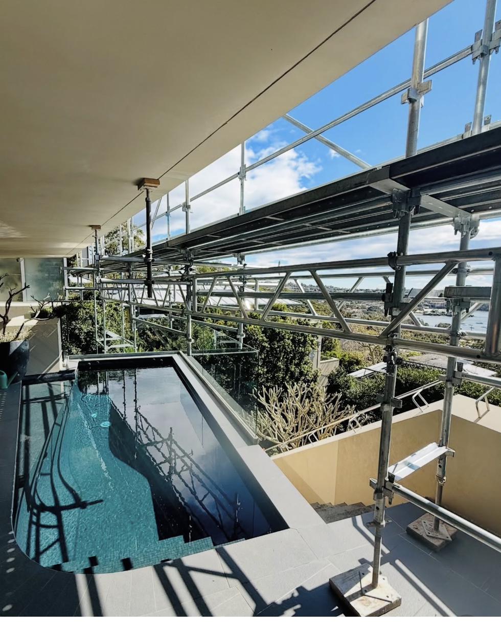 Scaffolding over pool Mosman North Shore Sydney