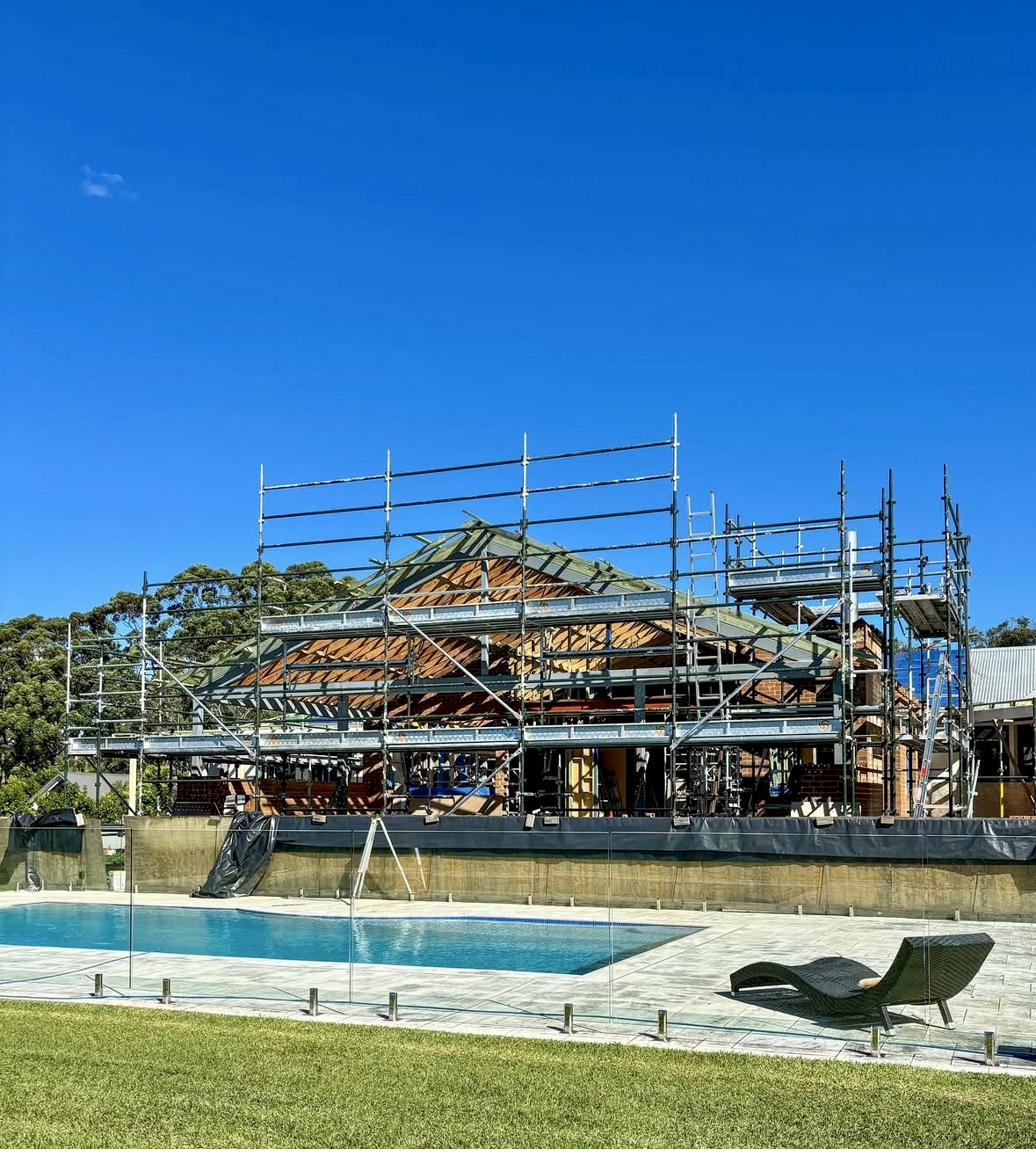 Prestige new build scaffolding over pool North Shore Sydney